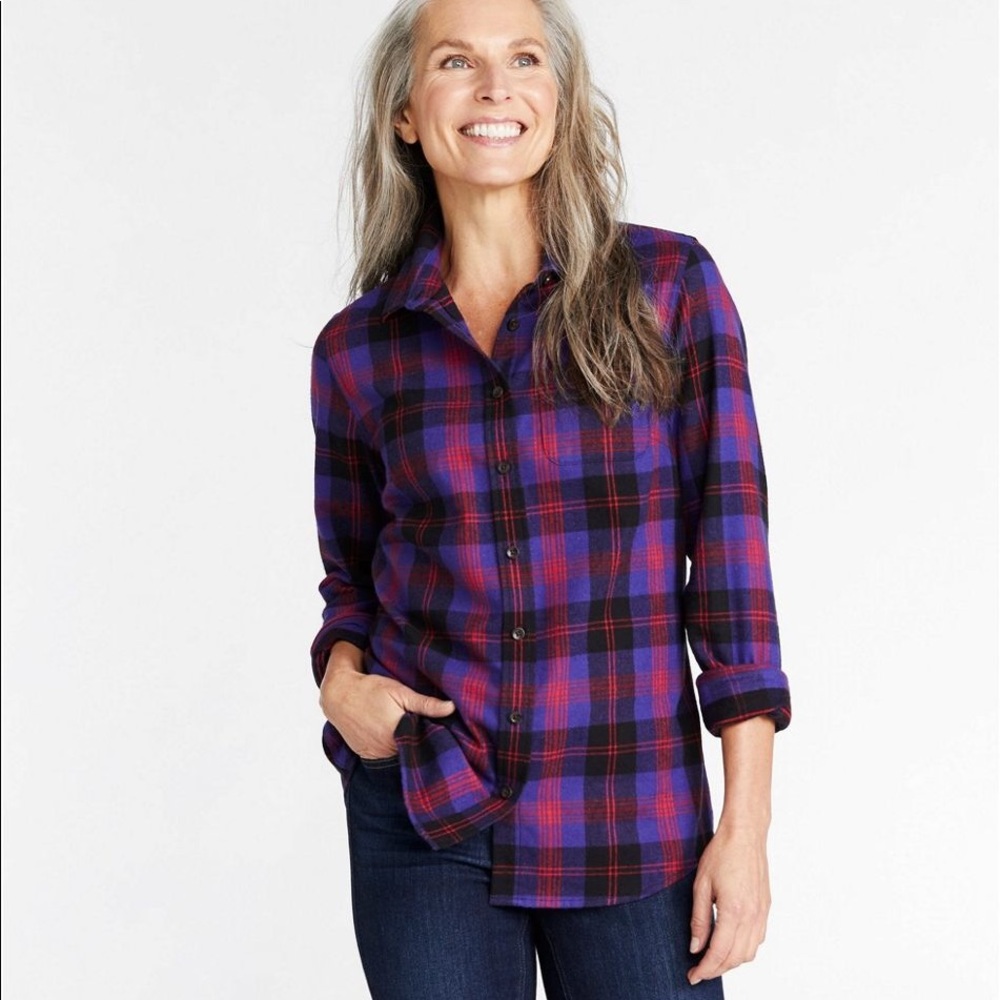 🎆Women's Scotch Plaid Flannel Shirt LL bean